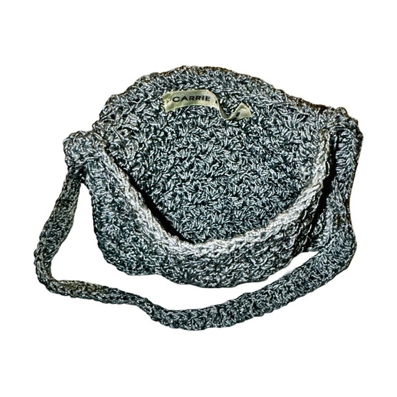 Carrie Forbes Vintage Crochet Satchel Handbag w/ Strap. Silver - Picture 7 of 15